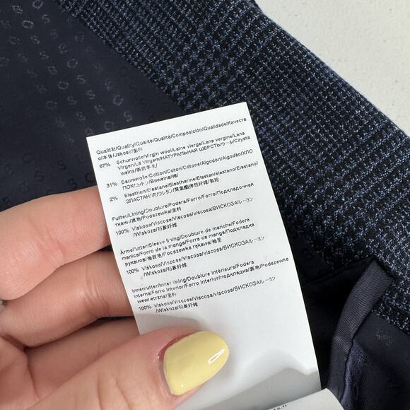 BOSS Blazer Mens 36R Blue Plaid Wool Blend Hutson Slim Fit Sport Coat Jacket - Picture 15 of 15